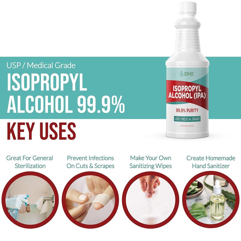 JERMEE Isopropyl Alcohol (IPA) 99.9% Purity - USP/Medical Grade - Concentrated Rubbing Alcohol, Made in The USA - 128 oz - Image 4